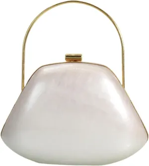 Pearl Acrylic Crossbody Bags for Women Shell Wedding Clutch Removable Chain Strap Purse Metallic Top Handle Handbag