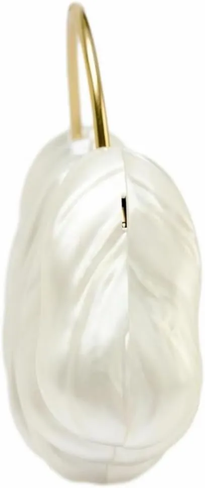 Pearl Acrylic Crossbody Bags for Women Shell Wedding Clutch Removable Chain Strap Purse Metallic Top Handle Handbag