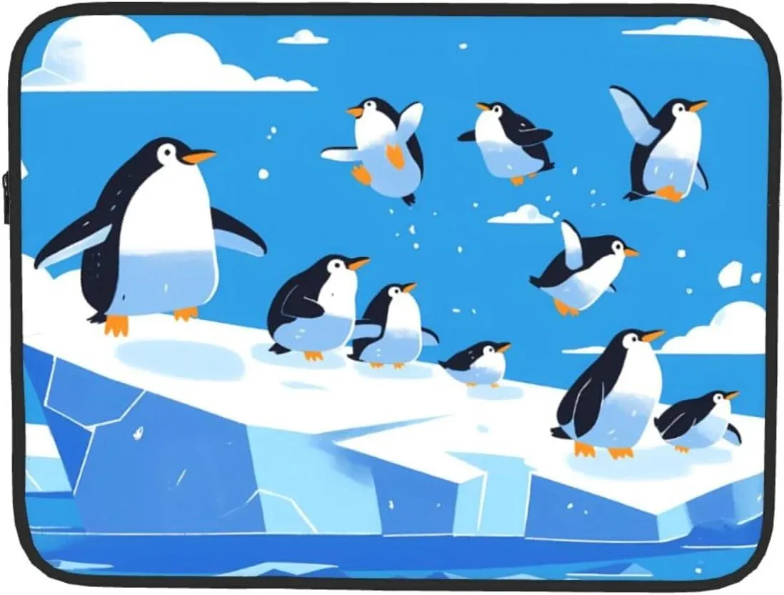 Penguins on The Iceberg Pattern Portable Laptop Sleeve Case 12 inch for Shockproof Protection and Travel Convenience