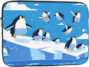 Penguins on The Iceberg Pattern Portable Laptop Sleeve Case 12 inch for Shockproof Protection and Travel Convenience