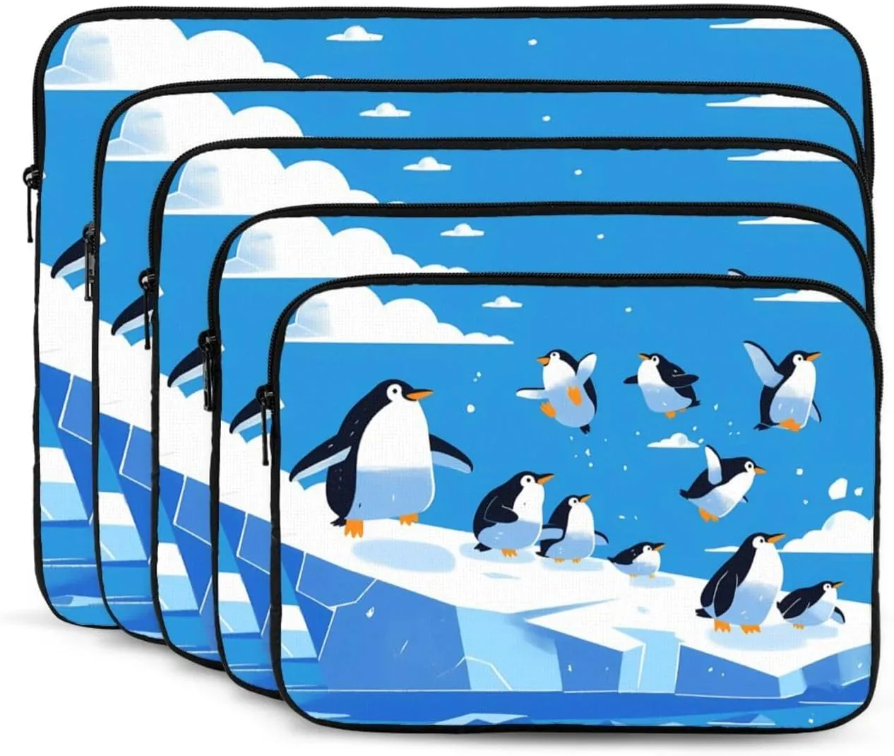 Penguins on The Iceberg Pattern Portable Laptop Sleeve Case 12 inch for Shockproof Protection and Travel Convenience
