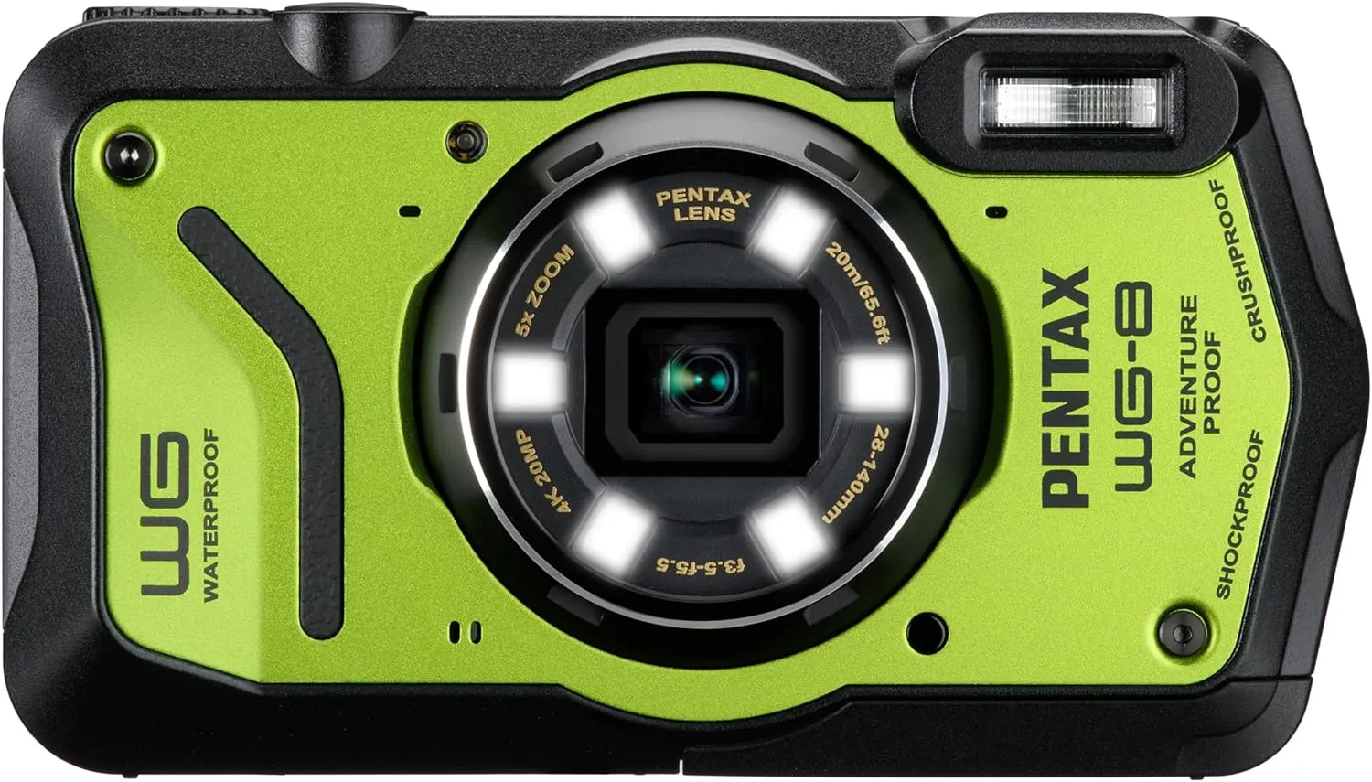 PENTAX WG-8 Green All-Weather Adventure Camera, Featuring Outstanding Waterproof, dustproof, Shock-Resistant Performance, Multi-Application Ring Light for Macro Photography and Webcam Function