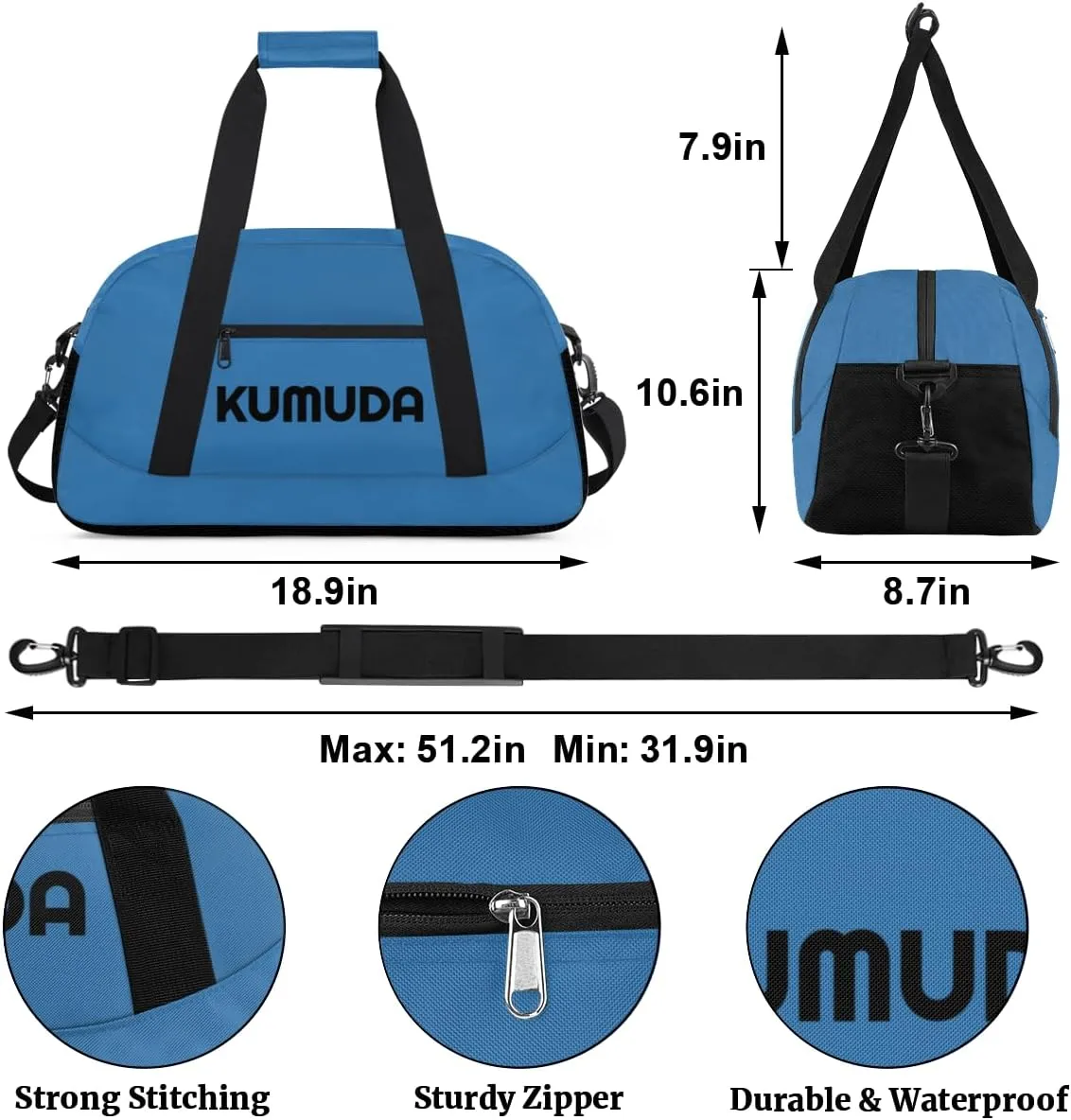 Personalize-Kids-Duffel-Bags With Custom Name Text Carry-On Overnight Travel Gym Lightweight Dance Sports Bags For Girls Boys Kids,Blue 2
