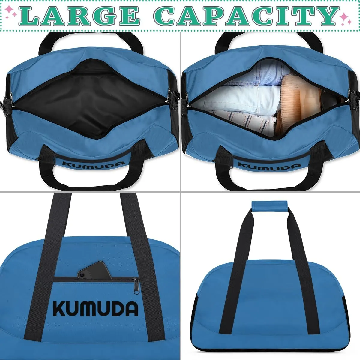 Personalize-Kids-Duffel-Bags With Custom Name Text Carry-On Overnight Travel Gym Lightweight Dance Sports Bags For Girls Boys Kids,Blue 2