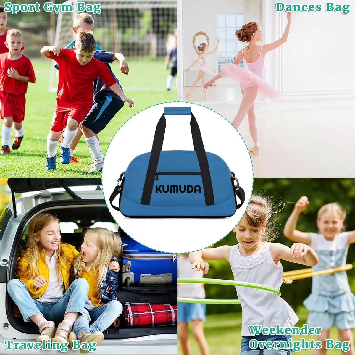Personalize-Kids-Duffel-Bags With Custom Name Text Carry-On Overnight Travel Gym Lightweight Dance Sports Bags For Girls Boys Kids,Blue 2