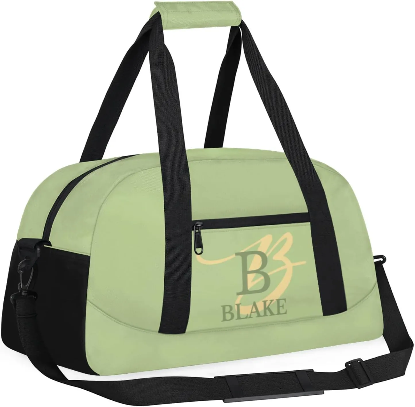 Personalize-Kids-Green-Duffel-Bags With Custom Capital Name Text Dance-Sports-Bags Lightweight Carry-On Overnight Travel Gym for Girls Boys