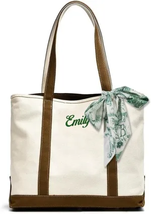 Personalized Canvas Tote Bag Custom Jumbo Sized Embroidered Name Beach Tote Bag Bulk Reusable Grocery Pack Gifts For Women