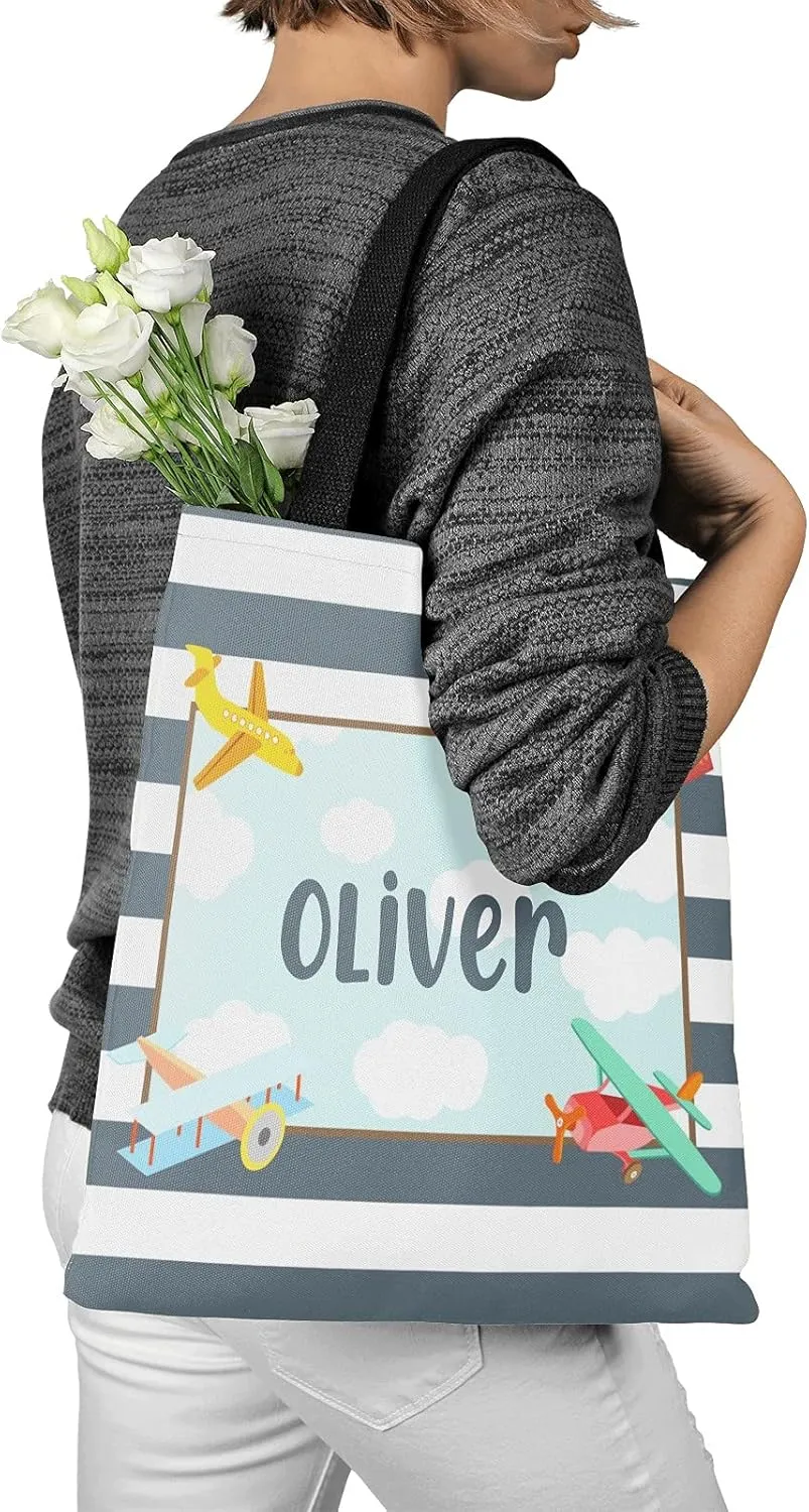 Personalized Canvas Tote Bags for Women Kids, Reusable Bags for Shopping,Travel