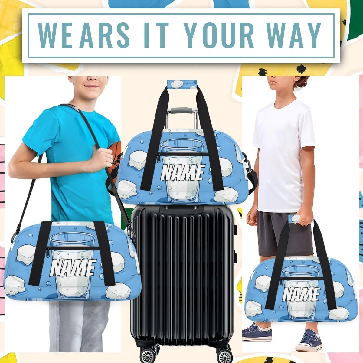 Personalized Custom Gym Bag for Women Men Carry on Milk Cup Travel Duffel Tote Modern Minimalist Overnight Workout Weekender Bag