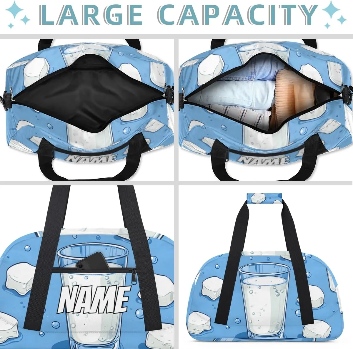 Personalized Custom Gym Bag for Women Men Carry on Milk Cup Travel Duffel Tote Modern Minimalist Overnight Workout Weekender Bag