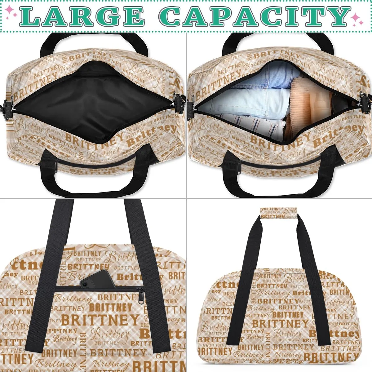 Personalized Duffel Bag Custom Dance Bag for Girls Customized Kids Gymnastics Creative Name Ballet Bag Overnighter Travel Carry on Tote Sport for Boys Backpack Brown