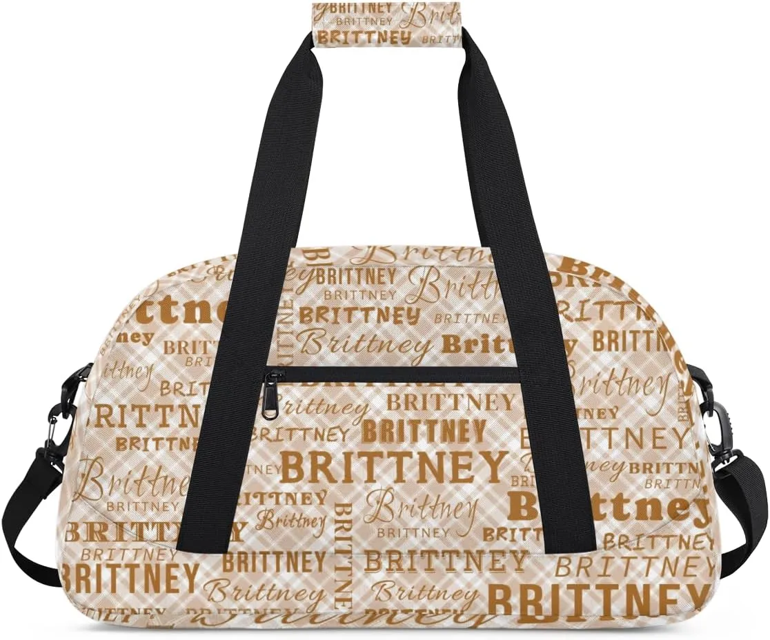 Personalized Duffel Bag Custom Dance Bag for Girls Customized Kids Gymnastics Creative Name Ballet Bag Overnighter Travel Carry on Tote Sport for Boys Backpack Brown