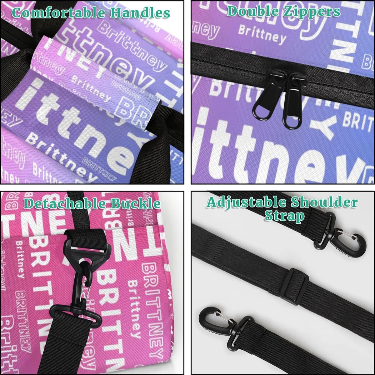Personalized Duffel Bag Custom Dance Bag for Girls Customized Kids Gymnastics Creative Name Ballet Bag Overnighter Travel Carry on Tote Sport for Boys Backpack Gradient Blue Color