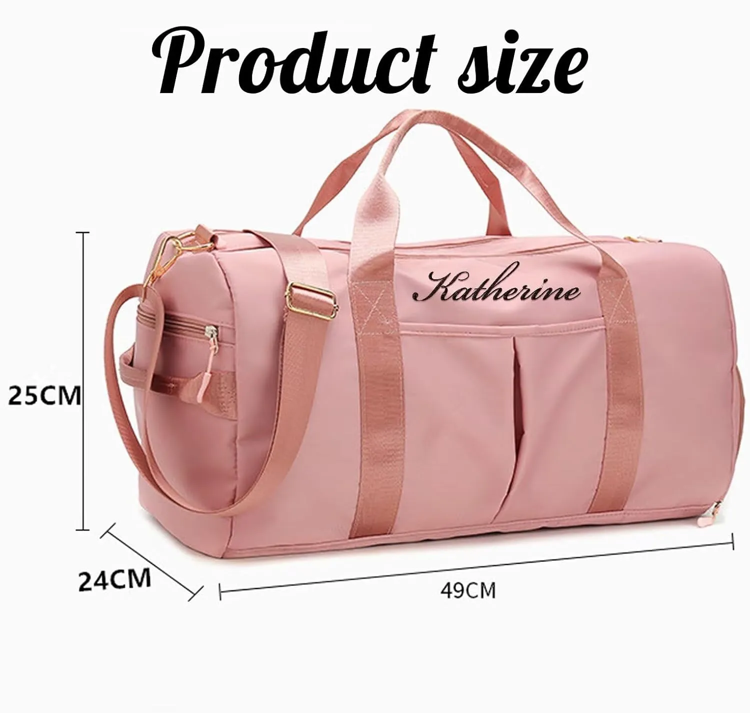 Personalized Duffel Bag Customized Sports Bags with Name Customized Travel Weekend Overnight Bags Customized Dance Bag with Wet Bag and Shoe Compartment(Red)