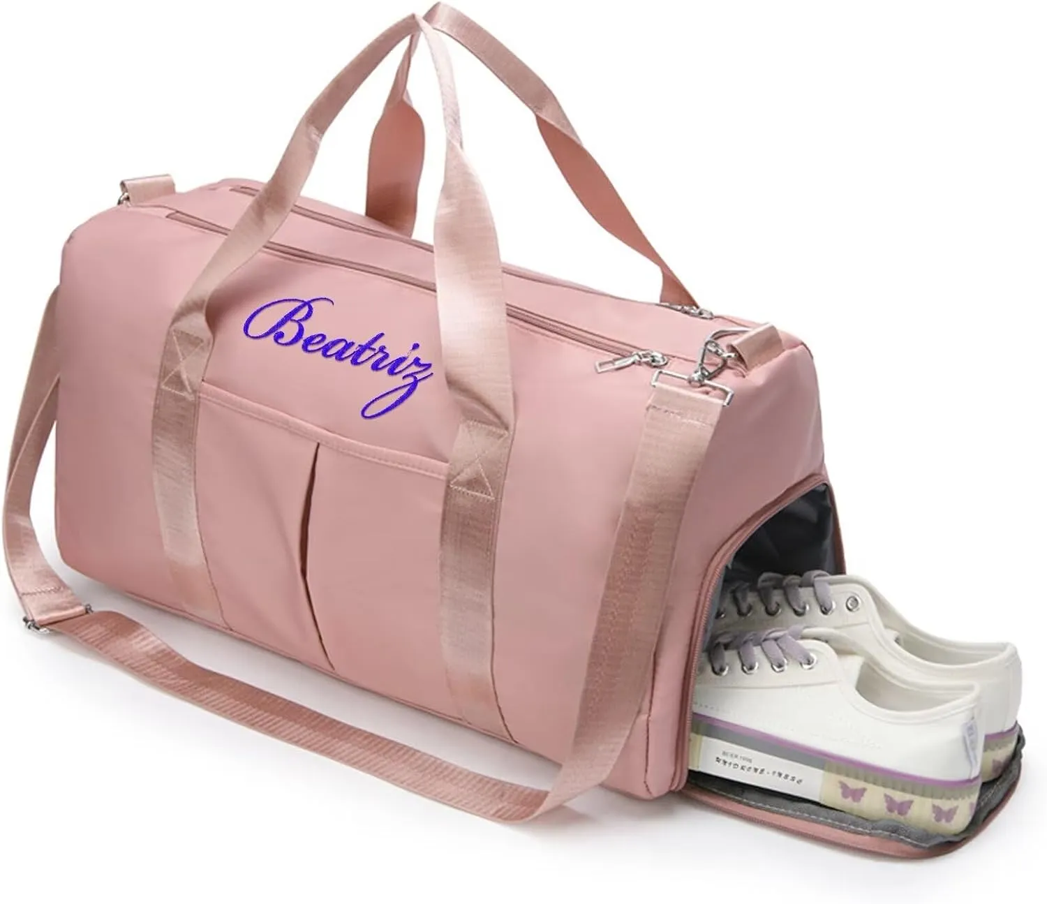 Personalized Duffel Bag Customized Sports Bags with Name Customized Travel Weekend Overnight Bags Customized Dance Bag with Wet Bag and Shoe Compartment(Red)