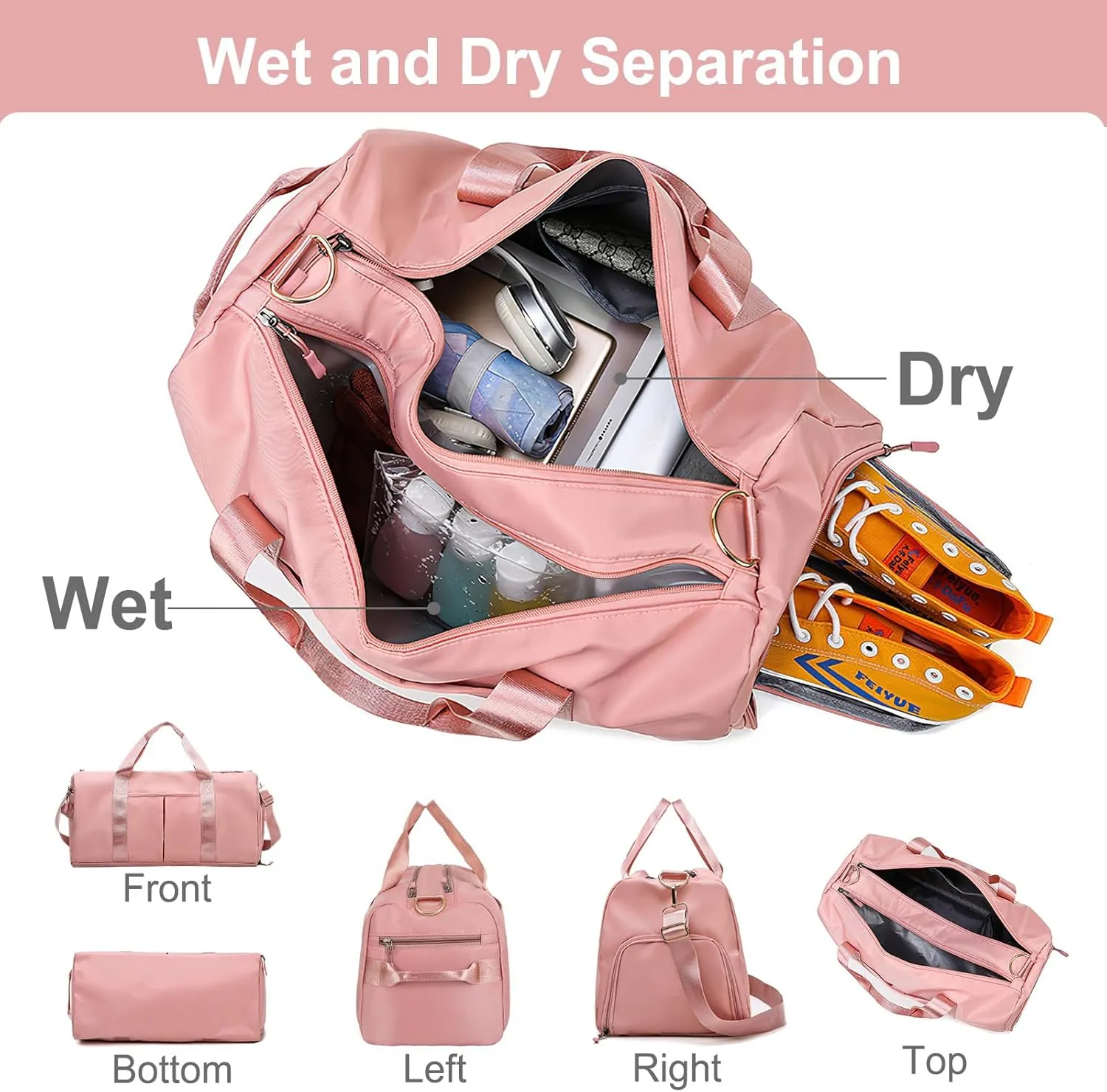 Personalized Duffel Bag Embroidered Sports Bag Gym Travel for Girls Men Weekender Kids Overnight Camp Bag with Wet Dry Pockets & Shoe Compartment Gift for Bridesmaid Cheerleading Dance Pack for Girls