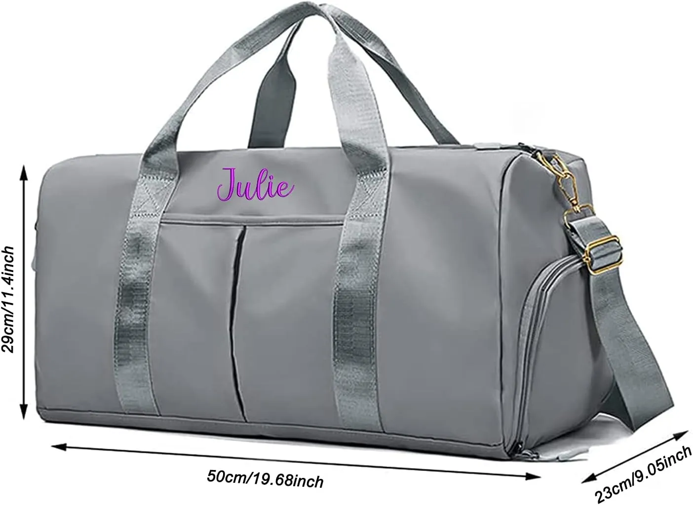 Personalized Duffel Bag Embroidered Sports Gym Bag Travel with Wet Dry Pockets & Shoe Compartment Gift For Groomsman,Bridesmaid (Gray)