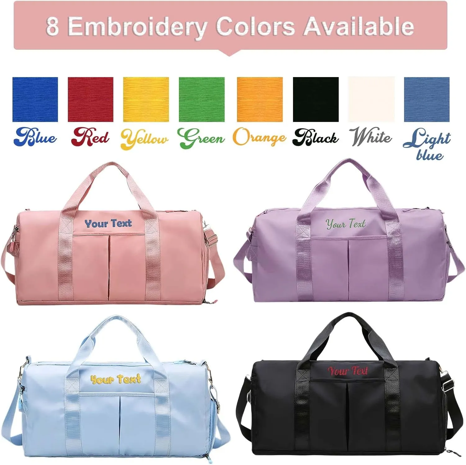 Personalized Duffel Bags Custom Gym Weekender Overnight Bag with Shoe Compartment, Name Embroidered Waterproof Travel Bags for Women Men, Purple