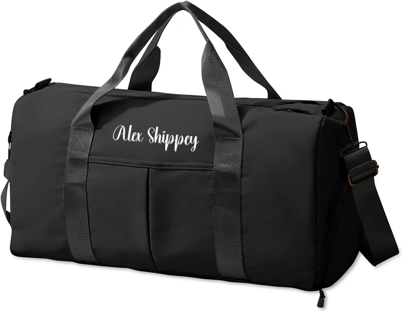 Personalized Duffel Gym Bag for Women,Custom Embroidered Name Weekend Overnight Bag with Shoe Compartment Wet/Dry Pocket