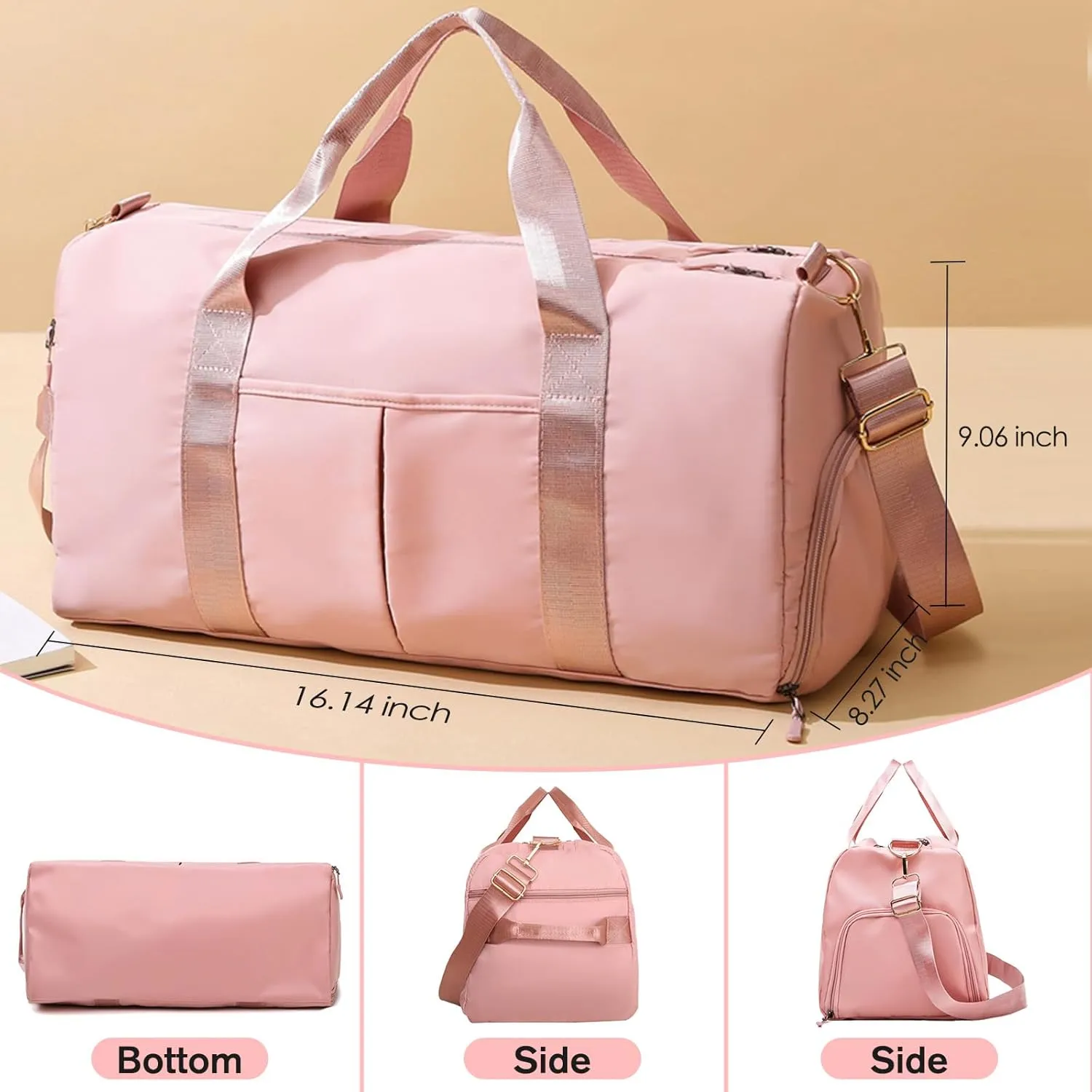 Personalized Duffel Gym Bag for Women,Custom Embroidered Name Weekend Overnight Bag with Shoe Compartment Wet/Dry Pocket