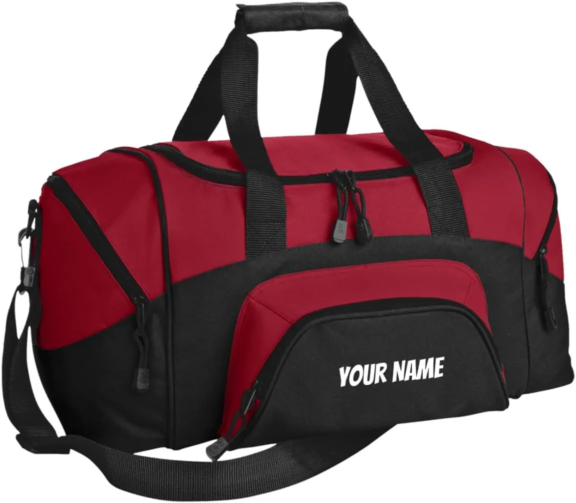 Personalized Duffle Bag Custom Gym Embroidered Bags with Your Name Text for Travel Sports Dance Overnight Bag for Men and Women-True red/Black