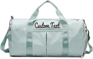 Personalized Duffle Bag Custom Sport Gym Travel Bags Embroidered Name Text,Custom Dry Wet Separated Overnight Weekender Waterproof Bag Gift