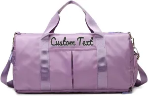 Personalized Duffle Bag Custom Sport Gym Travel Bags Embroidered Name Text,Custom Dry Wet Separated Overnight Weekender Waterproof Bag Gift