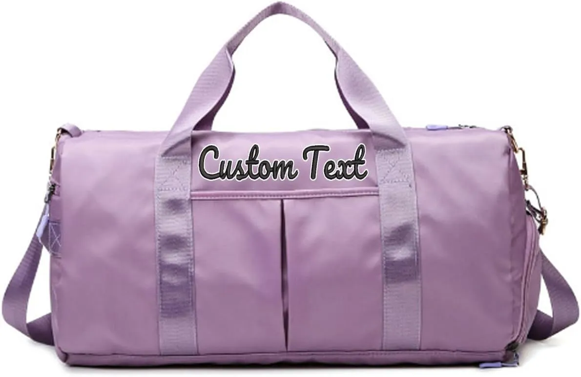 Personalized Duffle Bag Custom Sport Gym Travel Bags Embroidered Name Text,Custom Dry Wet Separated Overnight Weekender Waterproof Bag Gift