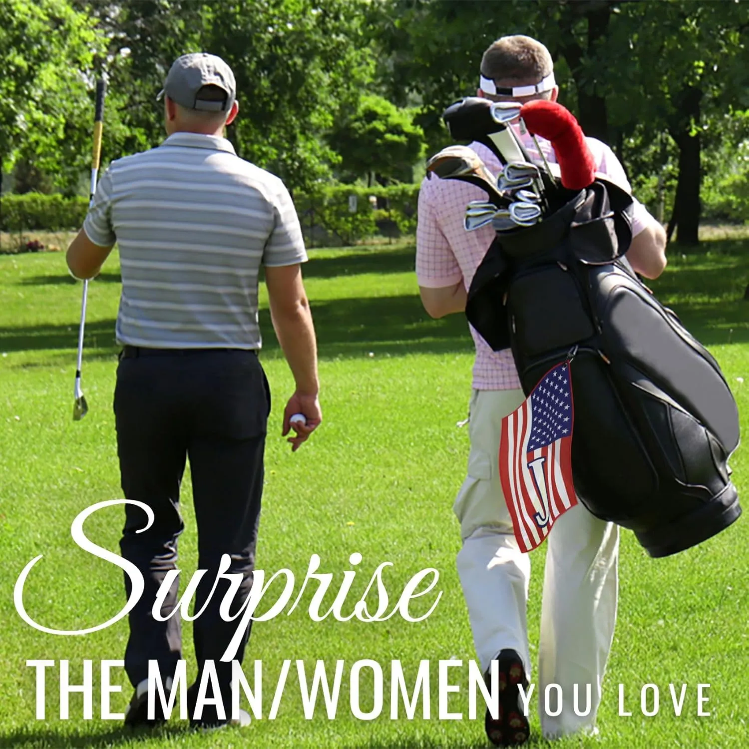 Personalized Gifts for Men, Monogrammed Golf Towels for Golf Bags for Men and Women on Retirement, Birthday, and Christmas - 16”x 24” Microfiber Golf Towel - Initial J