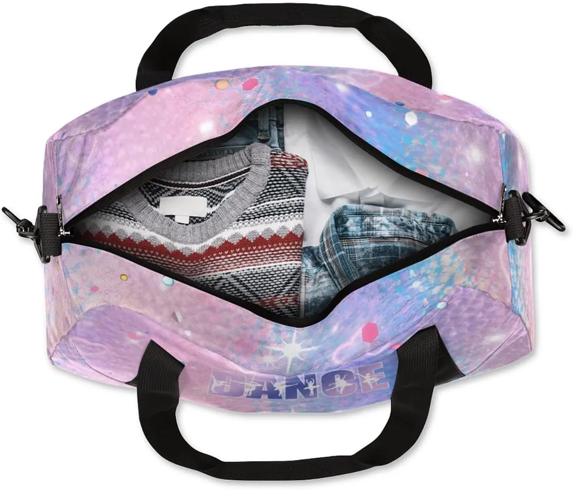 Personalized Gym Bag for Girls Teens, Custom Dance Bag Overnight Small Duffel Bag Carry On Weekend Sports Travel Bag for School Practice Gymnastics Ballet, Colorful Heart Stars