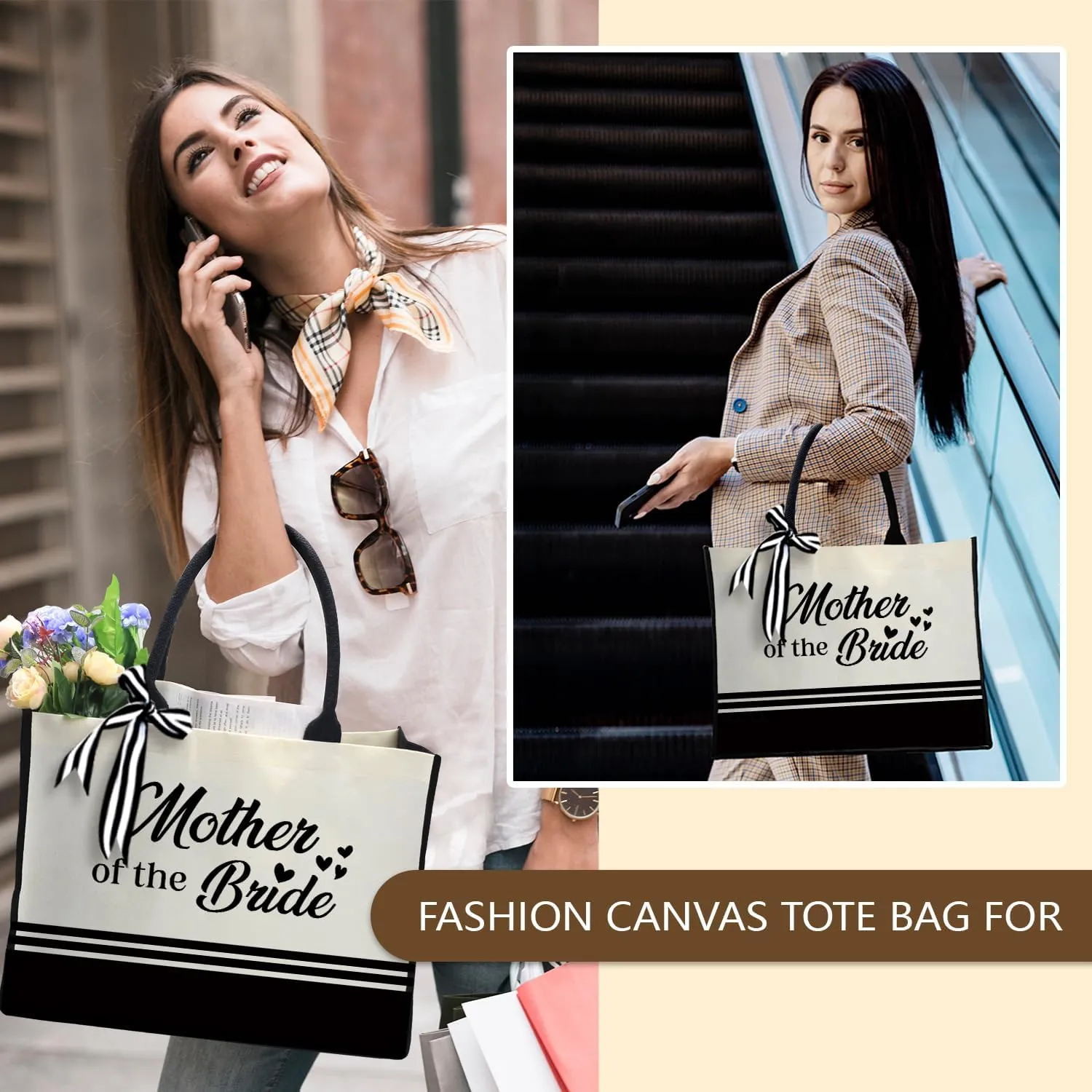 Personalized Initial Canvas Tote Bags, Monogrammed Tote Bag Gifts for Women Teacher Friend for Birthday Wedding