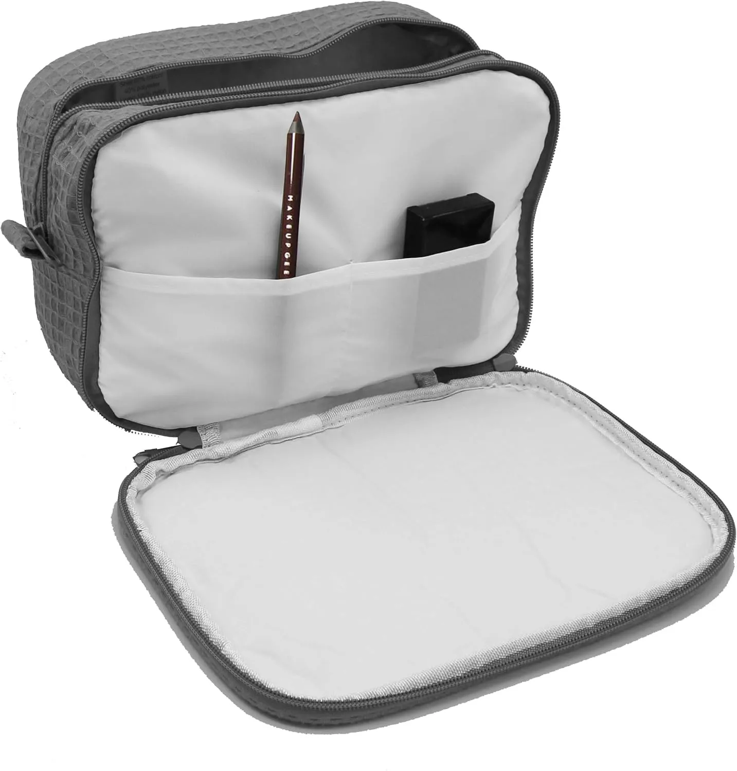Personalized Makeup Bag - Bridesmaid Make Up Cosmetic Case - Monogrammed and Embroidered (Grey)