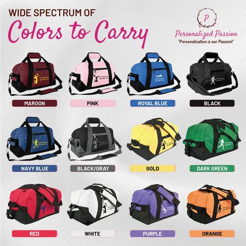 Personalized Passion Small Sports Duffel Bags for Kids - 14” Waterproof Travel Duffle with Embroidered Name & Boxing Design - Maroon Two-Toned Kids Weekender Bag for Boys and Girls
