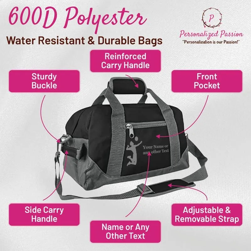Personalized Passion Small Sports Duffel Bags for Kids - 14” Waterproof Travel Duffle with Embroidered Name & Boxing Design - Maroon Two-Toned Kids Weekender Bag for Boys and Girls