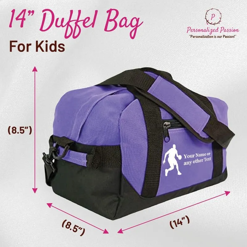 Personalized Passion Small Sports Duffel Bags for Kids - 14” Waterproof Travel Duffle with Embroidered Name & Boxing Design - Maroon Two-Toned Kids Weekender Bag for Boys and Girls