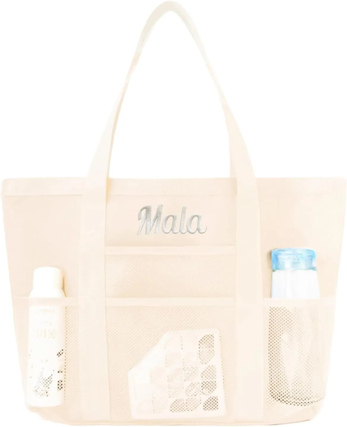 Personalized Pink Beach Bag with Embroidered Name,Foldable Travel Tote，Custom Tote Bag Travel Essential