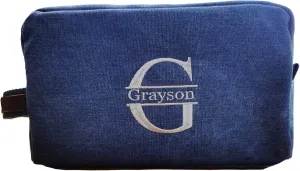 Personalized Toiletry Bags with Name & Title, Custom Dopp Kit, Embroidered Travel Toiletry Bag for Men & Women, 7 Thread Colors, Wedding Gifts for Groomsmen Proposal (Single, Split Monogram)