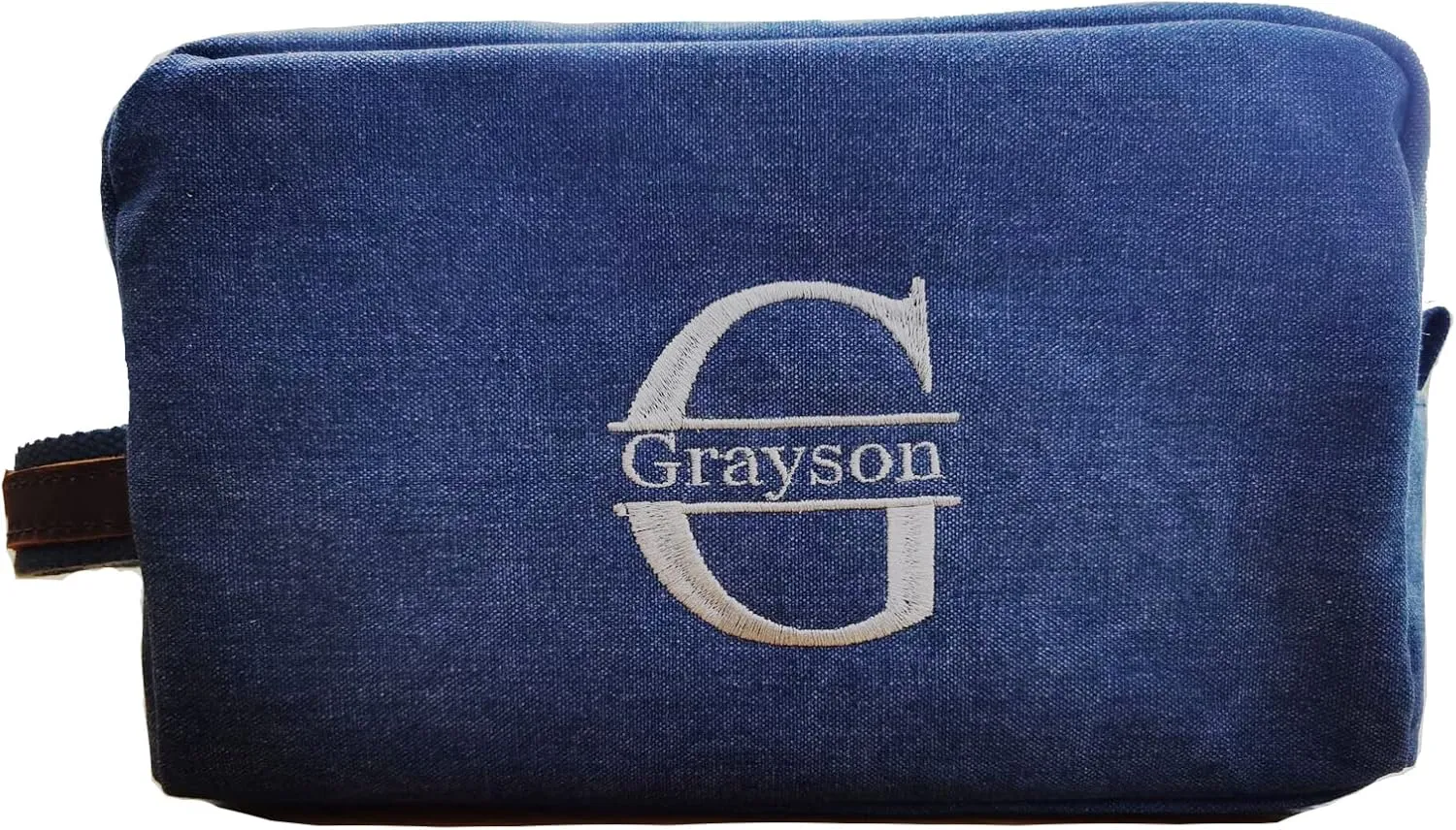 Personalized Toiletry Bags with Name & Title, Custom Dopp Kit, Embroidered Travel Toiletry Bag for Men & Women, 7 Thread Colors, Wedding Gifts for Groomsmen Proposal (Single, Split Monogram)