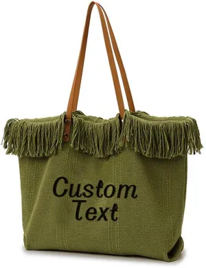 Personalized Tote Bags for Women, Customized Bags with Name/Text, Personalized Embroidered Straw Beach Purses