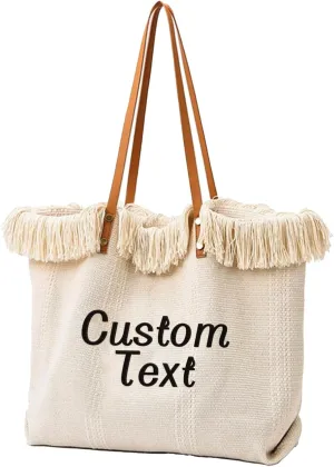 Personalized Tote Bags for Women, Customized Bags with Name/Text, Personalized Embroidered Straw Beach Purses