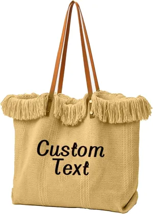 Personalized Tote Bags for Women, Customized Bags with Name/Text, Personalized Embroidered Straw Beach Purses