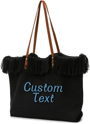 Personalized Tote Bags for Women, Customized Bags with Name/Text, Personalized Embroidered Straw Beach Purses