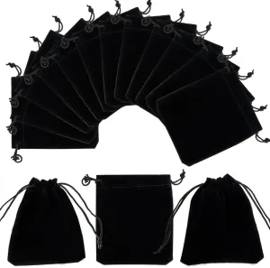 PH PandaHall 50 Pack Velvet Gift Bags Jewelry Bags for Selling 3.9x 4.7inch Black Drawstring Bags Packing Pouches Mini Dice Gift Bags for Jewelry Earring Watches Storage Wedding Favor Mother's Day