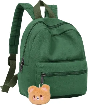 Phaoullzon Girls Mini Backpack Purse for Women Kids Canvas Small Casual Daypack Tiny Cute Travel Bag,Emerald green