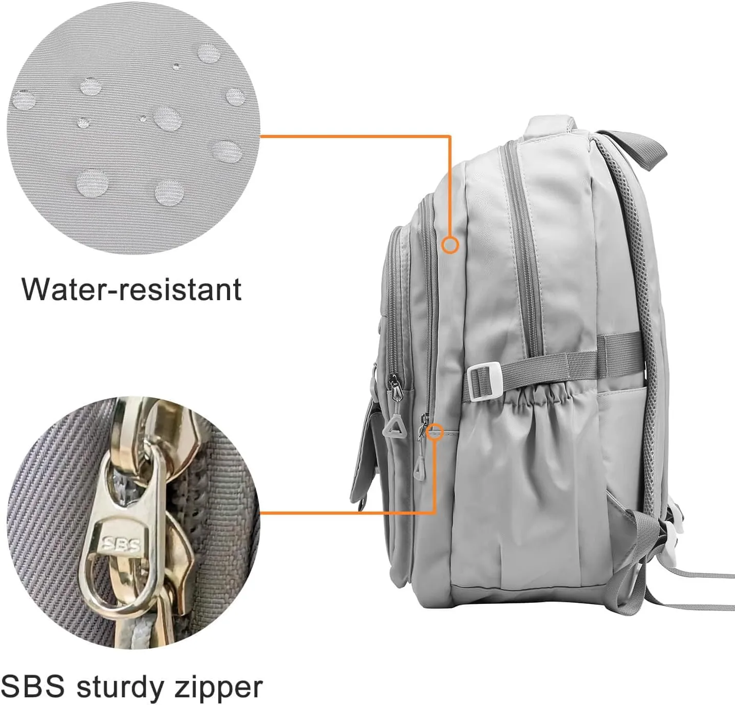 Phaoullzon Teen Girls School Backpack with Lunch Box for Boys, College Aesthetic Laptop Bookbag for Women,Grey