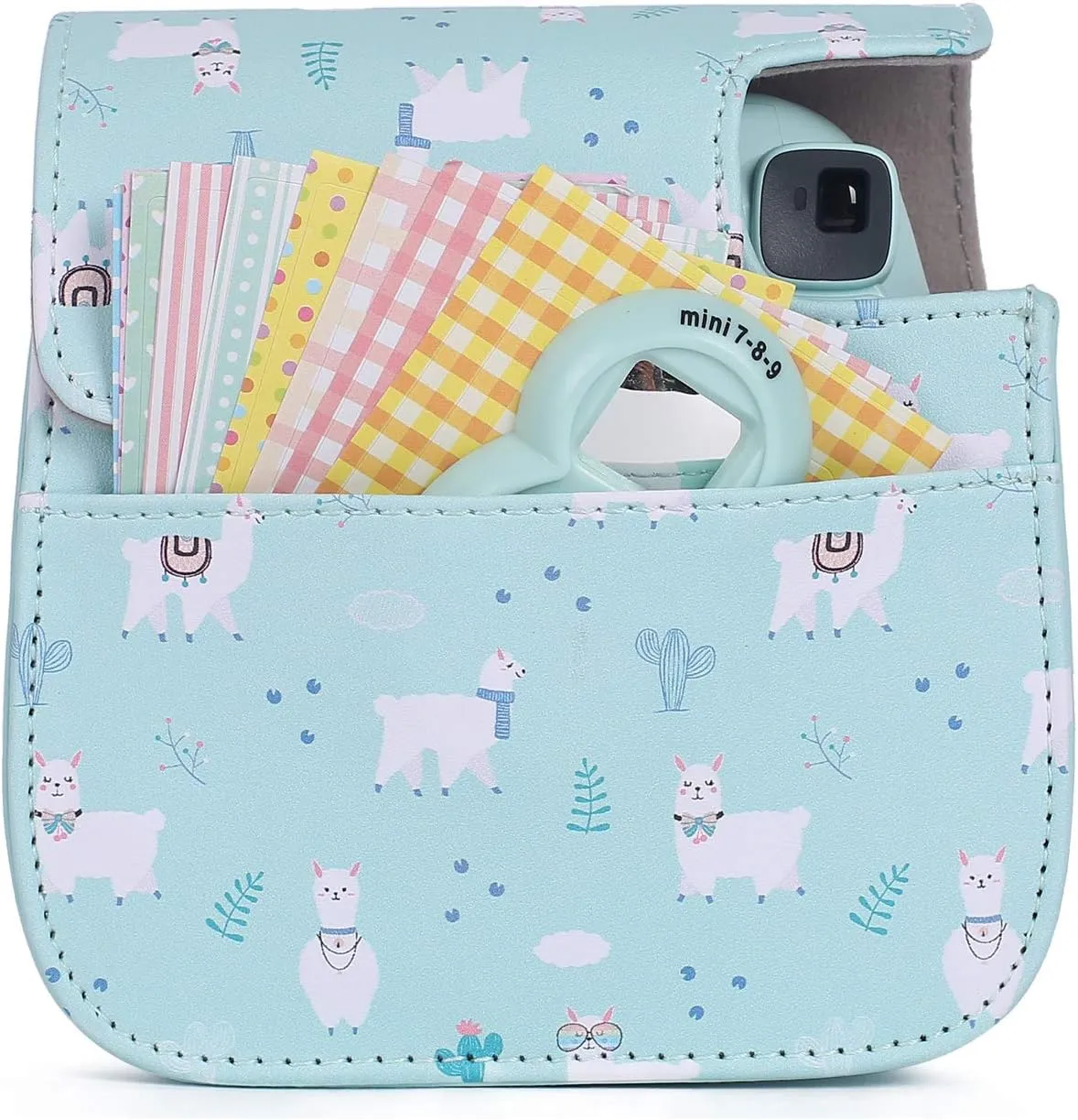 Phetium Instant mini 12 Camera Protective Case Compatible with Instax Mini 12 11,PU Leather Bag with Pocket and Adjustable Shoulder Strap (Alpaca Blue)