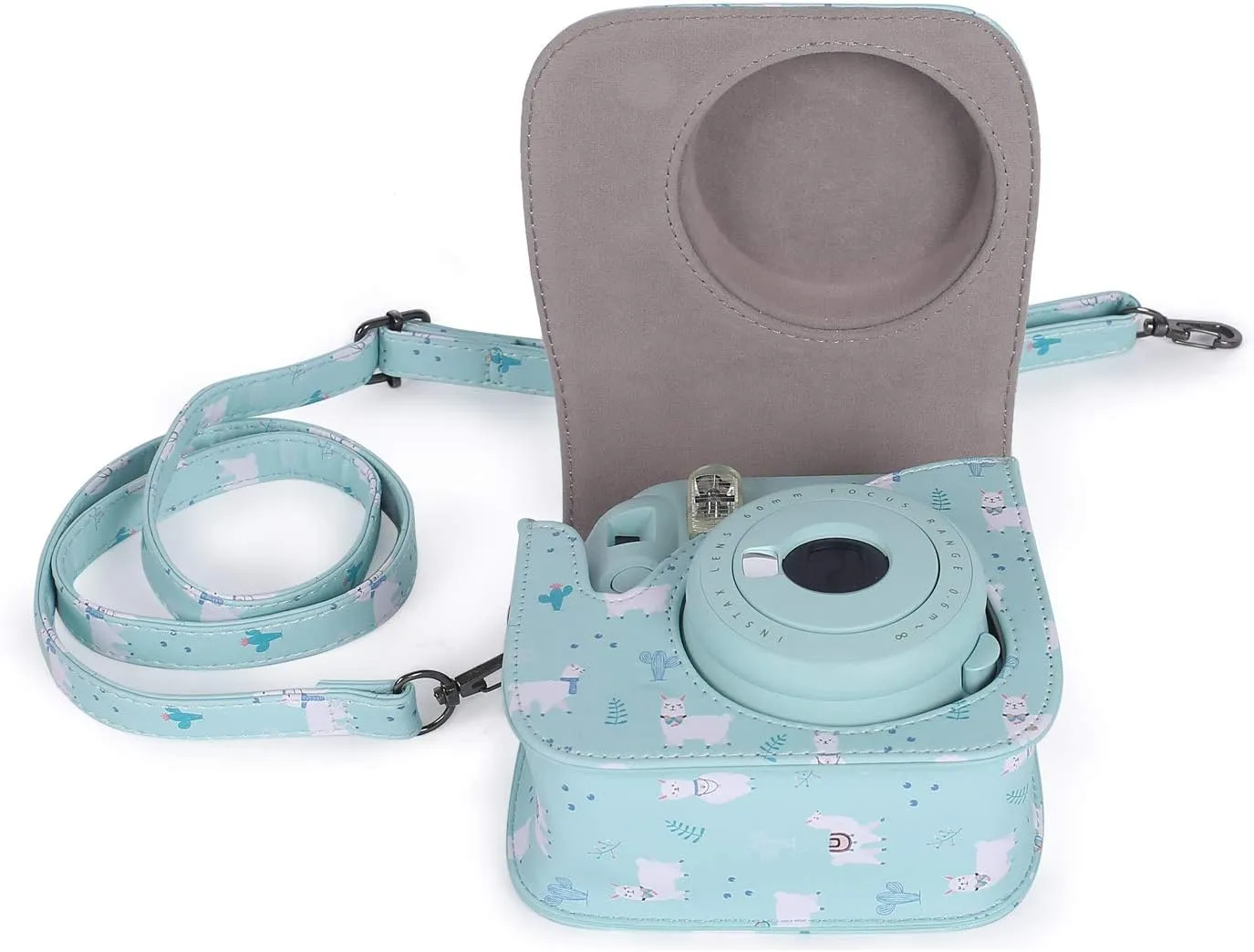 Phetium Instant mini 12 Camera Protective Case Compatible with Instax Mini 12 11,PU Leather Bag with Pocket and Adjustable Shoulder Strap (Alpaca Blue)