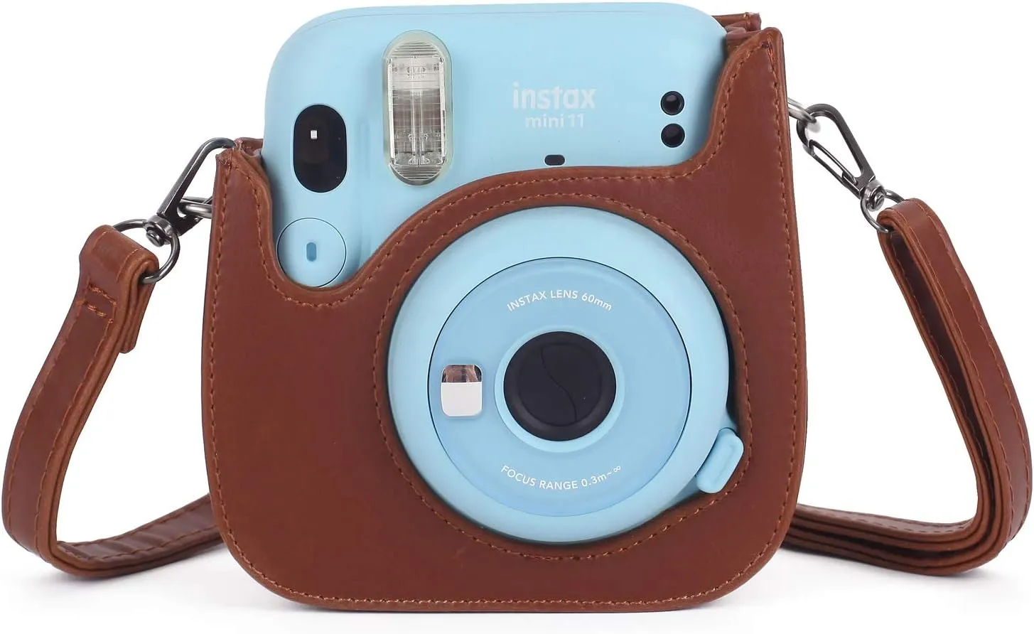 Phetium Instant mini 12 Camera Protective Case Compatible with Instax Mini 12 11,PU Leather Bag with Pocket and Adjustable Shoulder Strap (Brown)