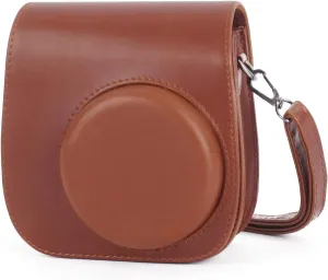 Phetium Instant mini 12 Camera Protective Case Compatible with Instax Mini 12 11,PU Leather Bag with Pocket and Adjustable Shoulder Strap (Brown)