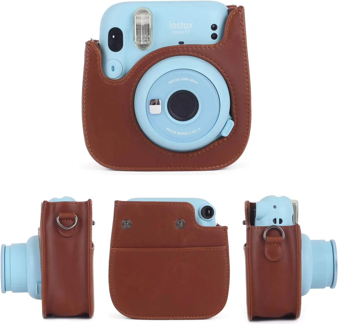 Phetium Instant mini 12 Camera Protective Case Compatible with Instax Mini 12 11,PU Leather Bag with Pocket and Adjustable Shoulder Strap (Brown)